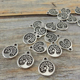 BIRD in a Tree Drops, Antique Silver, Tierracast 19.5mm  Charms, Tierra Cast Meditation Yoga Wrap Findings