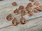 BIRD in a Tree Charms, Tierracast, Antique Copper, 19.5mm Tree of Life Pendants, Tierra Cast Meditation Yoga Wrap Bracelet Charms