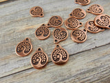 BIRD in a Tree Charms, Tierracast, Antique Copper, 19.5mm Tree of Life Pendants, Tierra Cast Meditation Yoga Wrap Bracelet Charms