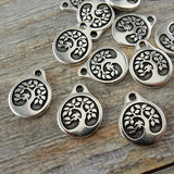 BIRD in a Tree Drops, Antique Silver, Tierracast 19.5mm  Charms, Tierra Cast Meditation Yoga Wrap Findings