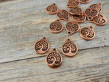 BIRD in a Tree Charms, Tierracast, Antique Copper, 19.5mm Tree of Life Pendants, Tierra Cast Meditation Yoga Wrap Bracelet Charms