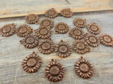 SUNFLOWER Charms, Antique Copper, Tierracast, Flower Charm Drops, Tierra Cast Pendants