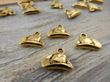 TierraCast COWBOY HAT Charms, Antique Gold, Western Charm Drop Pendants, Quantity 4 to 20, Tierra Cast, Southwest Charms