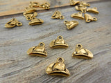 TierraCast COWBOY HAT Charms, Antique Gold, Western Charm Drop Pendants, Quantity 4 to 20, Tierra Cast, Southwest Charms