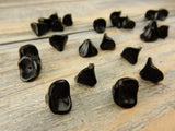 JET Black Three Petal Flowers /Czech Glass Beads Qty 12 Pressed Glass /12mm Flowers