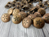 Star Button, Antique Brass Metal Button, 15mm Qty 4 Texas Star Brass Buttons, Great Leather Wrap Clasps Clothing Buttons