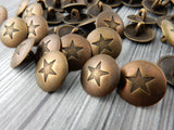 Star Button, Antique Brass Metal Button, 15mm Qty 4 Texas Star Brass Buttons, Great Leather Wrap Clasps Clothing Buttons