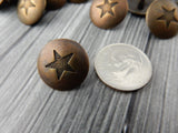 Star Button, Antique Brass Metal Button, 15mm Qty 4 Texas Star Brass Buttons, Great Leather Wrap Clasps Clothing Buttons