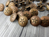 Star Button, Antique Brass Metal Button, 15mm Qty 4 Texas Star Brass Buttons, Great Leather Wrap Clasps Clothing Buttons