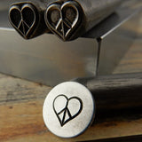 PEACE HEART Metal Stamp, Peace Sign Design, Outline Stamp, 7mm, Stamping Tool for DIY Jewelry