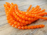 OPAL ORANGE 6mm Faceted Round Glass Beads /Czech Glass /Qty 25 or 50 Faceted Fire Polished Translucent Orange /Fall Halloween Color