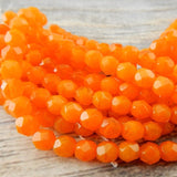 OPAL ORANGE 6mm Faceted Round Glass Beads /Czech Glass /Qty 25 or 50 Faceted Fire Polished Translucent Orange /Fall Halloween Color