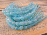 MILKY AQUAMARINE 6mm Round Beads /Faceted Czech Glass Beads Qty 25 or 50 Fire Polished /Gorgeous Milky Turquoise Blue