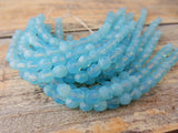 MILKY AQUAMARINE 6mm Round Beads /Faceted Czech Glass Beads Qty 25 or 50 Fire Polished /Gorgeous Milky Turquoise Blue