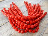 OPAQUE RED 6mm Faceted Round Czech Glass Beads/ Firepolished Red Glas Beads /Qty 25 or 50 Fire Polish Round /Gorgeous Rich Bright Red