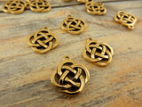 Open CELTIC KNOT Charms, Antique Gold, TierraCast Knotwork Pendants, Qty 4 to 20 Charms, Yoga Meditaton Knot Work Charms