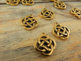 Open CELTIC KNOT Charms, Antique Gold, TierraCast Knotwork Pendants, Qty 4 to 20 Charms, Yoga Meditaton Knot Work Charms