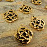 Open CELTIC KNOT Charms, Antique Gold, TierraCast Knotwork Pendants, Qty 4 to 20 Charms, Yoga Meditaton Knot Work Charms