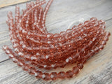 FRENCH ROSE 6mm Round Beads,  Faceted Czech Glass Beads Qty 25 or 50 Fire Polished, Beautiful Soft Tea Rose Pink