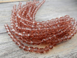 FRENCH ROSE 6mm Round Beads,  Faceted Czech Glass Beads Qty 25 or 50 Fire Polished, Beautiful Soft Tea Rose Pink