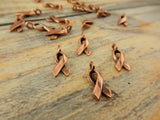 Awareness Ribbon Charms, Antique Copper, Tierracast, 17mm Cancer Awareness Drop Charms, Great Charm for Jewelry, Bracelet Wraps