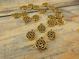 CELTIC KNOT Charms, Tierracast Antique Gold, 15mm Knotwork Drops, Qty 4 to 20, Irish Double Sided Bulk Celtic Charm