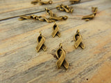 Awareness Ribbon Charms, Antique Brass, Tierracast, Cancer Awareness Drop Charms, Brass Ox Plated,Great Charm for Jewelry, Bracelet Wraps