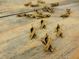 Awareness Ribbon Charms, Antique Brass, Tierracast, Cancer Awareness Drop Charms, Brass Ox Plated,Great Charm for Jewelry, Bracelet Wraps