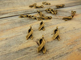 Awareness Ribbon Charms, Antique Brass, Tierracast, Cancer Awareness Drop Charms, Brass Ox Plated,Great Charm for Jewelry, Bracelet Wraps