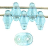 AQUAMARINE LUSTER SuperDuos 2/5mm / 10 Grams Czech Glass Matubo Superduo Seed Beads / Two Hole 2x5mm / Aqua Blue Super Duos