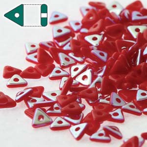 OPAQUE RED AB Tri Beads, 4mm Czech Glass Beads 5 Grams, Reversible Red Metallic Triangle Beads, Sequin Spacer Beads