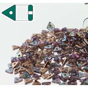 Czech Glass Beads, CRYSTAL COPPER RAINBOW Tri Beads, 4mm Sequin Beads, 5 Grams, Reversible Metallic Triangle Beads, Sequin Spacer Beads