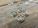 Celtic Heart Charms, Antique Silver, Tierracast, 14mm Double Sided Celtic Knot Heart Pendants, Tierra Cast, Small Heart Drops