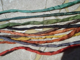 Warm Earthy Silk Cord Assortment 2-3mm Hand Dyed Hand Sewn Cording Bulk 10 to 50 Strings, Earthtone Silk Cords, Brown Green Yellow Gray