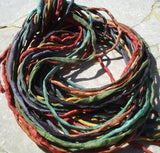 Warm Earthy Silk Cord Assortment 2-3mm Hand Dyed Hand Sewn Cording Bulk 10 to 50 Strings, Earthtone Silk Cords, Brown Green Yellow Gray