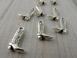 COWBOY BOOT, Tierracast, Antique Silver Boot Charms, Western Charm Drop Pendants, 20mm Tierra Cast, Southwest Charms