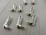 COWBOY BOOT, Tierracast, Antique Silver Boot Charms, Western Charm Drop Pendants, 20mm Tierra Cast, Southwest Charms