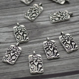 Floating Lotus Charms, TierraCast Antique Silver, Qty 4 to 20, Lotus Charms, 17mm, Yoga Meditaton Charms