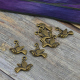 Peace Dove Charms, Dove Pendants, Brass Charms, Tierracast, 19mm,  Tierra Cast, Dove with Olive Branch Charm