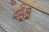 SKULLY Metal Buttons, Skull Face Button, Tierracast 17mm Antique Copper Qty 4 Day of the Dead Buttons, Leather Wraps Focal Clasp