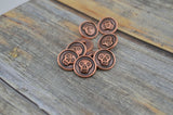 SKULLY Metal Buttons, Skull Face Button, Tierracast 17mm Antique Copper Qty 4 Day of the Dead Buttons, Leather Wraps Focal Clasp