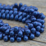 Metallic SUEDE BLUE Tear Drops Czech Glass Beads /4mm x 6mm Tiny Teardrops /Great for Kumihimo Braids /Bead Crochet and more!