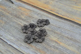 TierraCast APPLE BLOSSOM Buttons, Black Oxide Flower Buttons 16mm Qty 4 to 20 Black Metal Button Gunmetal Gray Leather Wrap Bracelet Clasps