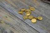 TierraCast Charm Blanks, Antique Gold, Stamping Blanks, Qty 4 to 20 Blank Tags, Round Gold Plated Jewelry Tags 16.6mm Small Circle Blanks